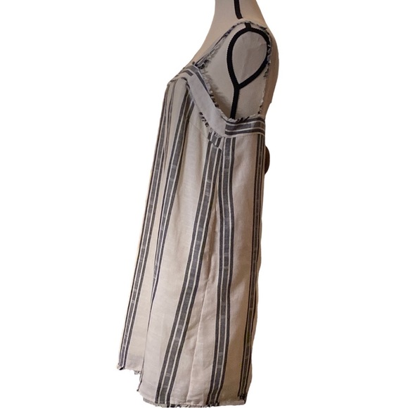 Essue- navy blue & natural white gunny sack stripe sleeveless pinafore dress NWT - Picture 6 of 10